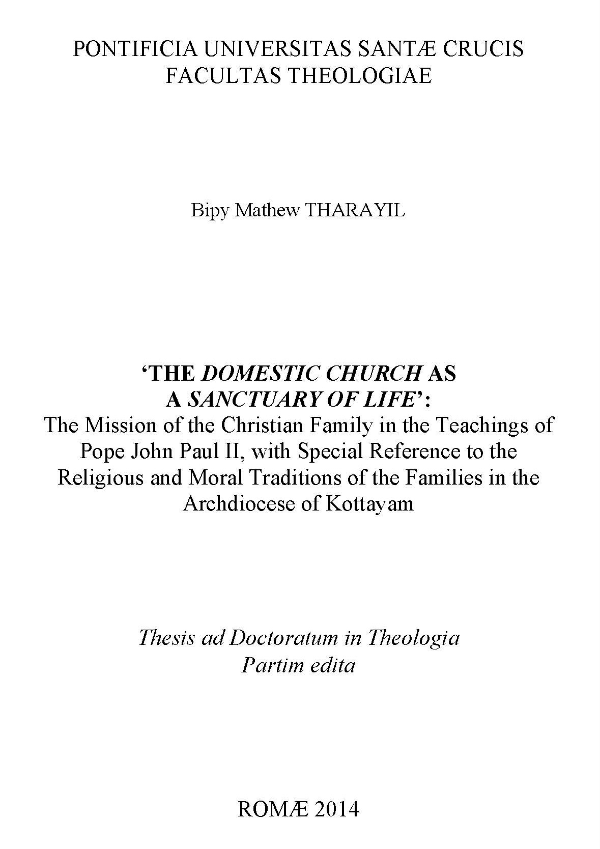 The Domestic Church as a Sanctuary of Life